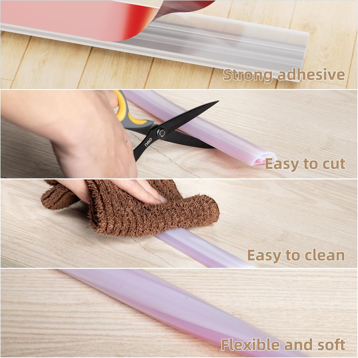 39” Transparent Shower Threshold Water Dam Stopper for Dry Wet Separation | Self Adhesive Collapsible Walk in Shower Splash Guard Seal Strip,Silicone Sink Edge Water Barrier for Bathroom,Kitchen