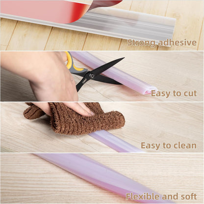 39” Transparent Shower Threshold Water Dam Stopper for Dry Wet Separation | Self Adhesive Collapsible Walk in Shower Splash Guard Seal Strip,Silicone Sink Edge Water Barrier for Bathroom,Kitchen