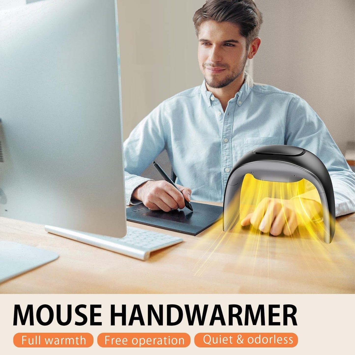 Space Heaters for Indoor Use,Desk Hand Warmer Ceramic Energy Efficient Heater with Thermostat,Personal Electric Desk Hand Heater,Heated Mouse Pad Hand Warmer for Office Women Men Gifts,Black