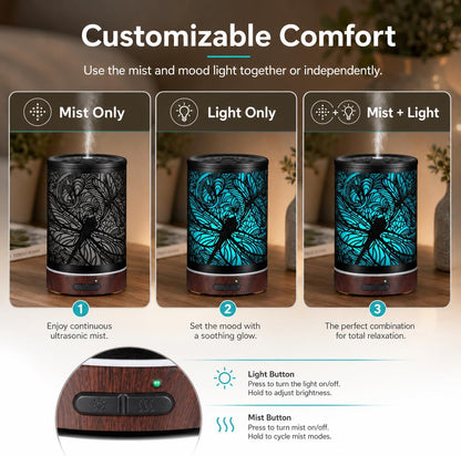 Tree Essential Oils Diffuser for Home 150ML Aromatherapy Diffuser | Birthday Gifts for Women mom,Metal Cool Mist Humidifier with 7 Colors Lights Waterless Auto Off Air Diffusers