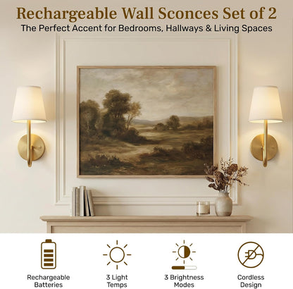 Bell+Howell 2 Pk Rechargeable Wall Sconces Set of Two - Gold