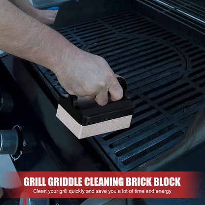 Kacctyen 16 Pcs Pumice Stones Scrubbing Grill Griddle Cleaning Brick Block Grill Cleaning Stone Griddle Scrubber Cleaner with 2 Pcs Handle for Outdoor BBQ Oven Flat Top Cookers Remove Greases Stains