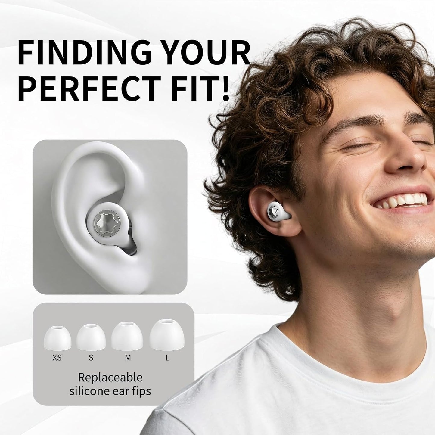 Ear Plugs for Sleeping 45DB Noise Cancelling: Ultra-Comfy Reusable Noise-Reducing Earplugs for Sleeping & Travel & Work Hearing Protection Earbuds with 8 Tips(XS,S, M, L Size)