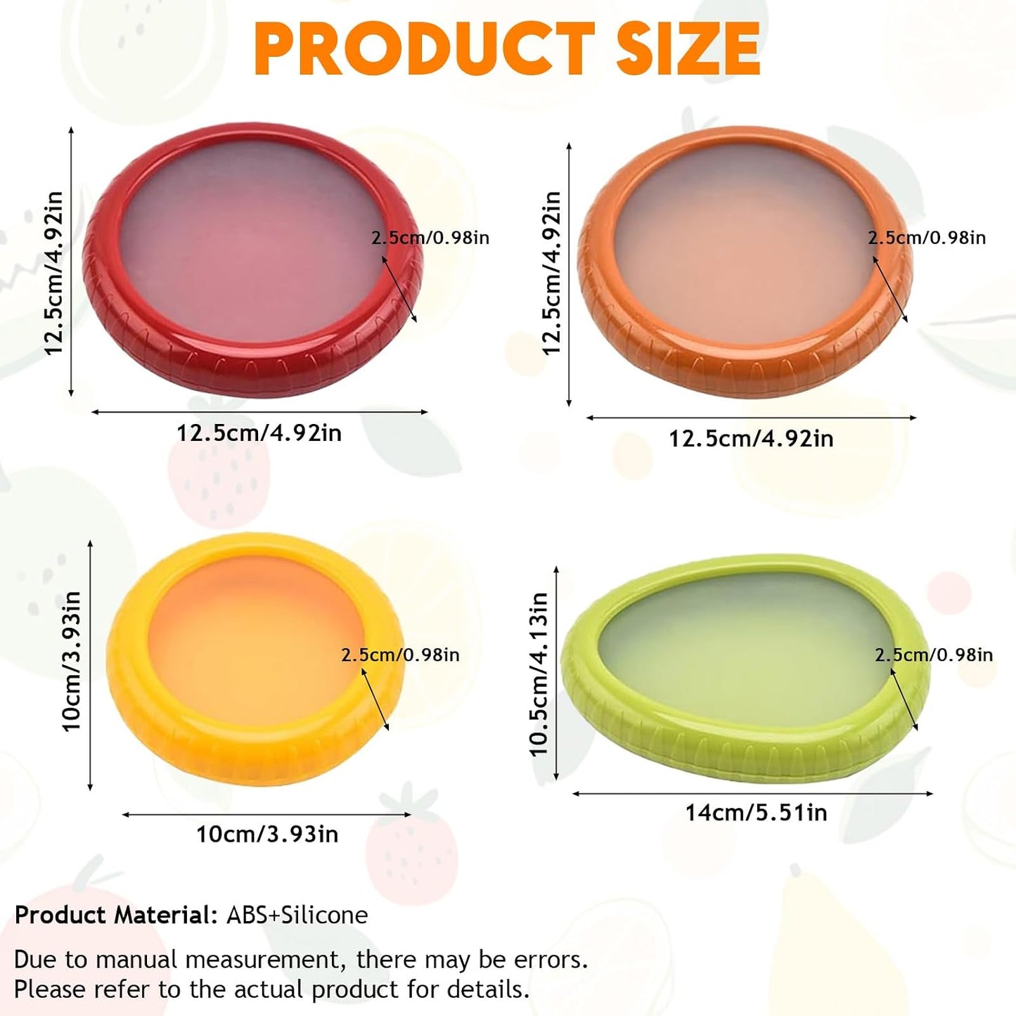 4 PCS Silicone Fruit and Vegetable Containers for Fridge, Reusable Fruit Storage Box, Silicone Food Storage Containers Set - (Green, Red, Yellow, Brown), Airtight Storage Box with Lid