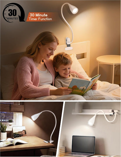 Reading Light for Book in Bed,Clip on Light Reading Lamp with Adapter Black