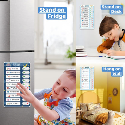CustomMaster 3 in 1 Bedtime/Morning/Daily Routine Chart for Kids, Magnetic Chore Chart for Kid, Visual Schedule for Kid Toddlers