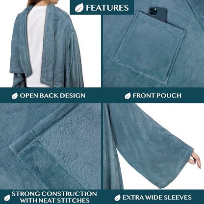 PAVILIA Wearable Blanket with Sleeves for Adult Women Men, Cozy Fleece Warm Wrap Throw with Arms, Gifts for Christmas, Wife
