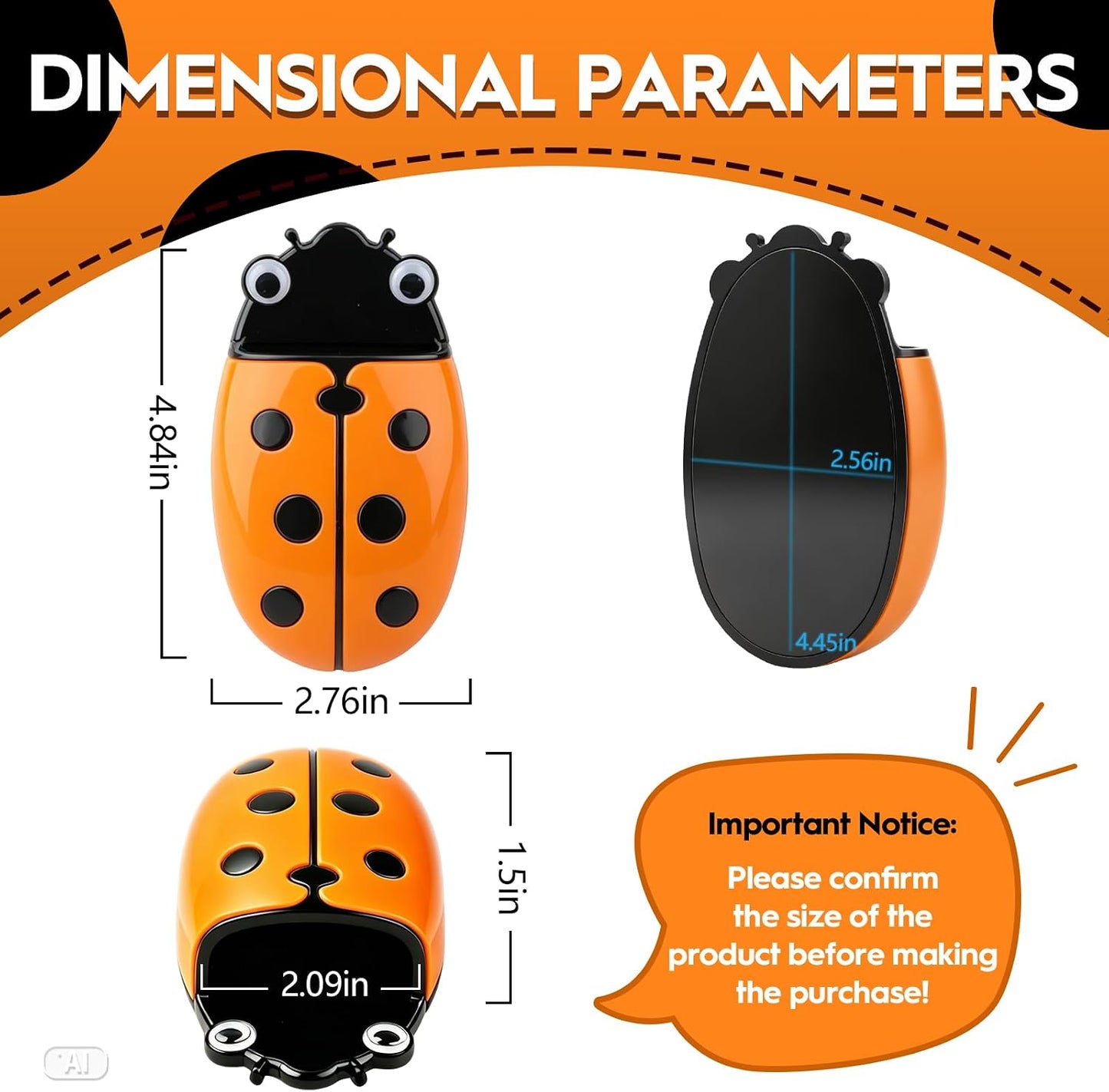 KITANIS Cute Ladybug Magnetic Pen Holder,2 Pack Magnetic Dry Erase Marker Holder,Magnet Storage Marker Pen Pencil Organizer for Refrigerator,Whiteboard,Locker Accessories