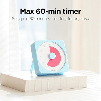 mooas Analog Focus Silent Visual Timer, Countdown, 60-Min Max (Orange) | Easy Dial Setting, Battery Operated, 3-Level Alarm Vol & 3s/60s Duration, Magnetic/Stand, ADHD, Exercise, Study, Cooking
