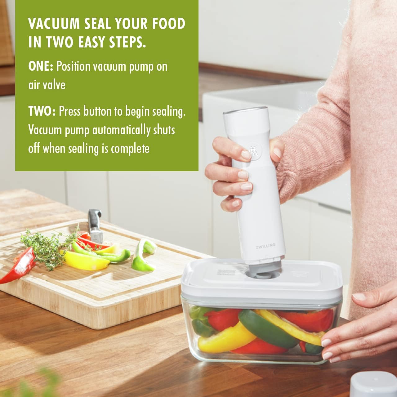 For food to stay fresh up to 5X longer, pump required (not included).