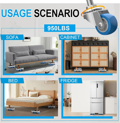 New Upgrade Furniture Sliders: Furniture Movers with Wheels & Groove | Furniture Dolly with 360° Rotatable Wheels - Appliance Roller for Moving Heavy Sofa Bed - Load Capacity Up to 750lb