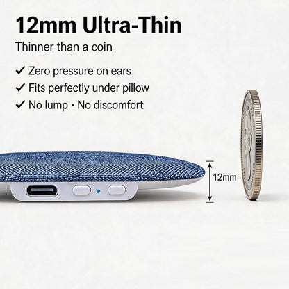 Pillow Speaker, Under Pillow Mellow Sleep Speakers Bluetooth White Noise Machine for Sleeping Side Sleepers, Flat Sleeper with Smart APP Built-in Sleep Music, Gifts for Adults Teens (Blue)