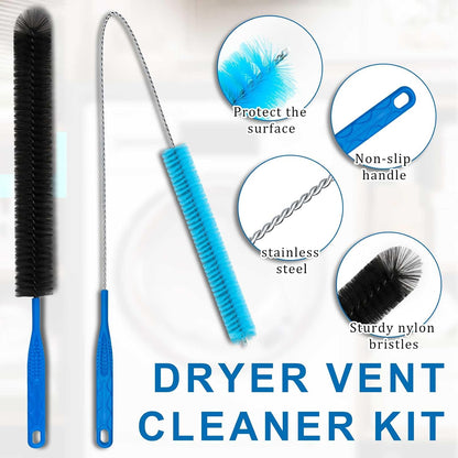 Dryer Vent Cleaner Kit - Compatible Universal Vacuum Attachment Hose with Most Vacuum Cleaner, Dryer Lint Cleaner Kit and Cleaning Brush Tools for Efficient Dryer Vent Hose Maintenance (Black)