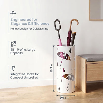 BEWBBAT Umbrella Stand Rack for Entryway, Freestanding Round Metal Umbrella Holder, Rain Collection Umbrella Organizer Bin for for Can Walking Stick, Home Office Decor, Hold 4-5 Umbrellas
