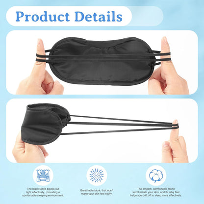 Bulk Sleep Masks, Black Eye Masks in Bulk, Featuring Elastic Straps and A Nose Bridge Design, Individually Packaged, Ideal for Travel Sleep and Quick Naps (12-Pack)
