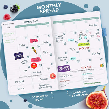 Clever Fox Wellness Planner & Food Journal for Weight Loss, A5 Orange | 5.8"x8.3" nutrition & exercise tracker for women tracking meals, diet & symptom diary, calorie counter notebook, stickers