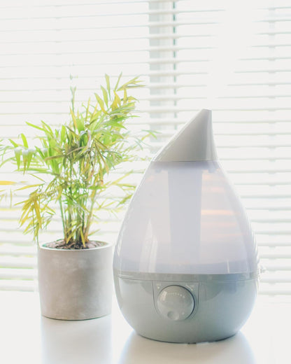Crane Ultrasonic Cool Mist Humidifier for Bedroom, Baby Nursery, Kids Room, Plants, or Office, Large 1 Gallon Tank, Filter Optional, Blue and White