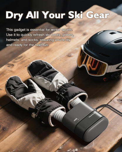 Shoe Dryer,Ski Boot Dryer with Fan Heater,11.8in Extendable Hoses,Rapid Drying,3/6/9 Hour Timer, Portable, Compact