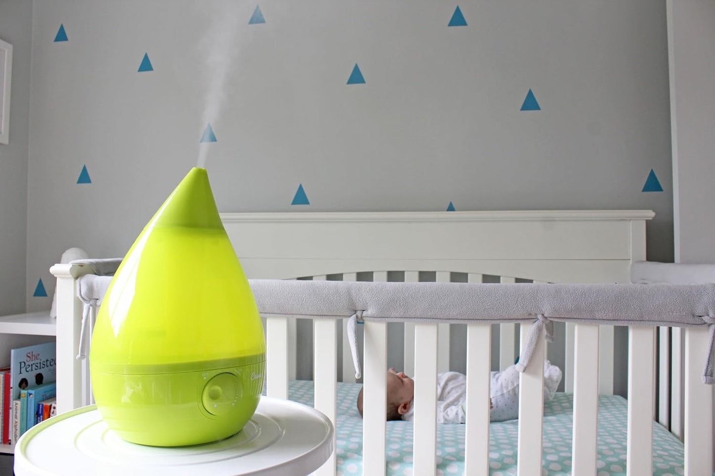 Crane Ultrasonic Cool Mist Humidifier for Bedroom, Baby Nursery, Kids Room, Plants, or Office, Large 1 Gallon Tank, Filter Optional, Blue and White