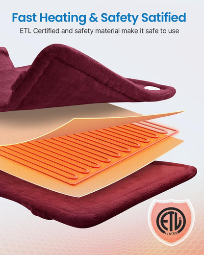 RENPHO Electric Heating Pad - 6 Heat Levels for Neck Shoulder and Back, Birthday Gifts for Women Men Mom Dad, Weighted Pad for Snug Fit, ETL Safety Certified, FSA Eligible, 24"x33" Gray