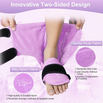 Relief Expert Ankle Ice Pack Wrap – Reusable Cold Gel Pack for Foot and Heel, Dual-Sided Design with Soft Plush Lining, Flexible Cold Compress for Achilles and Ankle Support, Blue