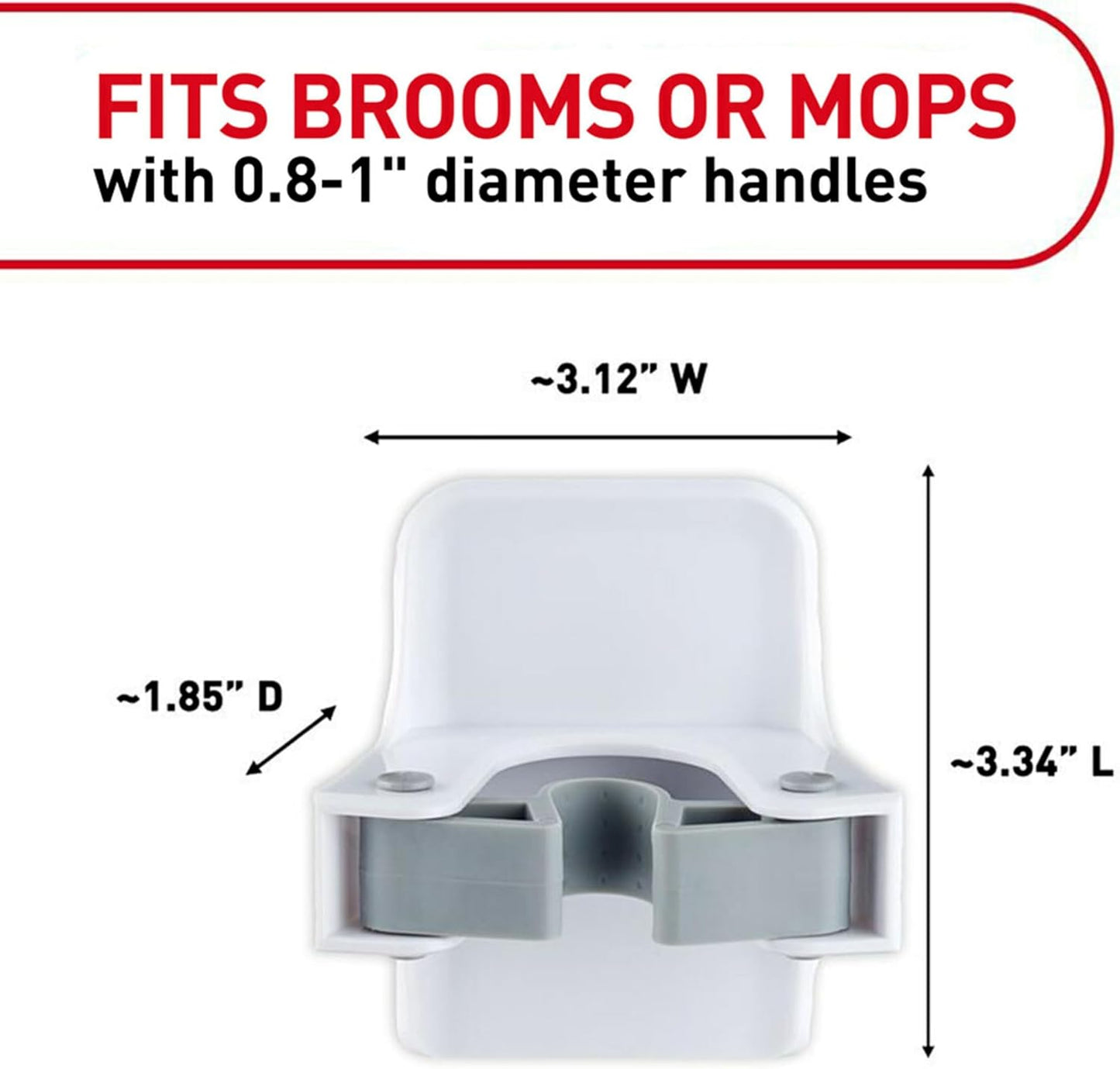 Command Broom and Mop Gripper, 3-Pack, Organize Damage-Free | Damage-Free Hanging Wall Mount Broom and Mop Holder, No Tools Holiday Cleaning Organizer, Holds up to 4 lb