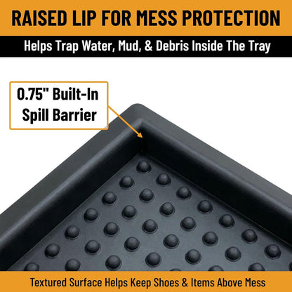 Ottomanson Waterproof Boot Tray Rubber Shoe Mat with Raised Edges, Heavy Duty Non Slip All Weather Entryway Mat for Shoes and Pets, Indoor Outdoor Use, 18" x 28"