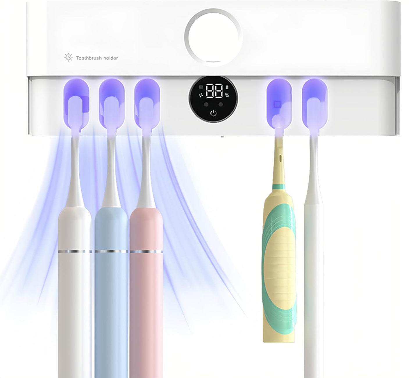 Toothbrush Holder and Cleaner Razor Holder and Dryer Auto Open/Close Cover Rechargeable Wall-Mounted Suitable for Most Toothbrushs