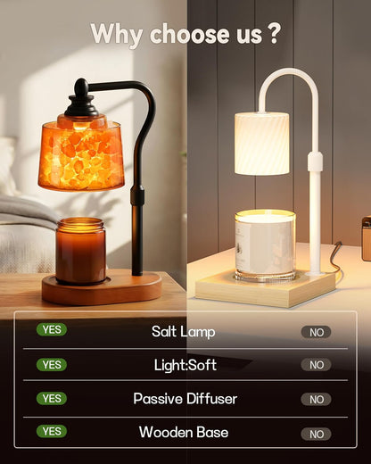 3-in-1 Candle Warmer Lamp with Himalayan Salt & Diffuser