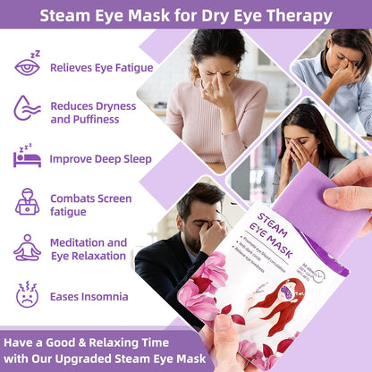 25 Pack Self Heating Warm Compress for Dry Eyes,Steam Eye Mask for Digital Eye Strain & Stye Treatment, Disposable Heated Eye Mask, Moist Heat No Microwave Needed, Sleep Travel Ready