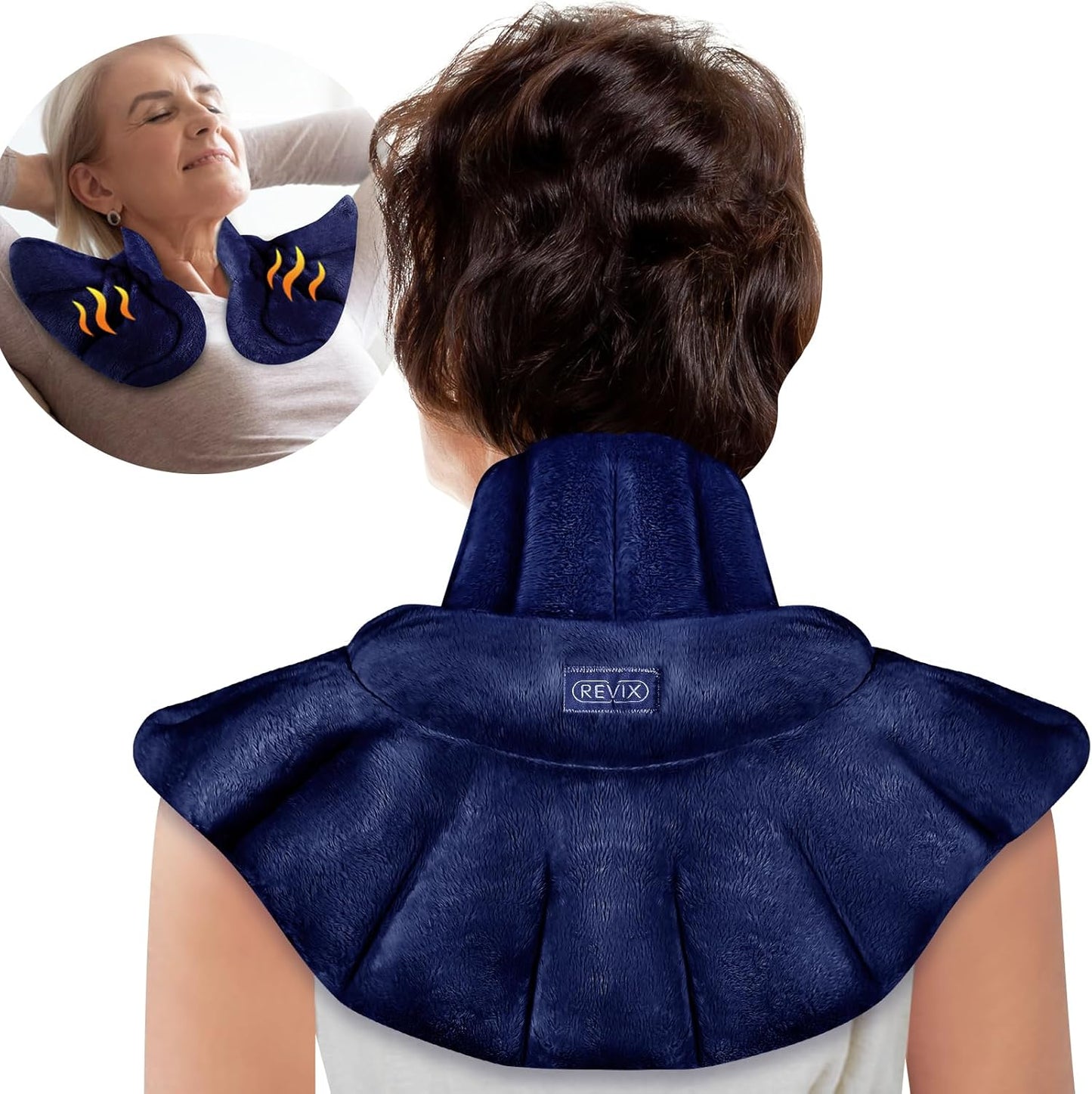 REVIX Microwave Heating Pad for Neck and Shoulders Back, Microwavable Heated Neck Wrap Warmer with Moist Heat, Lavender Aromatherapy Hot and Cold Pack