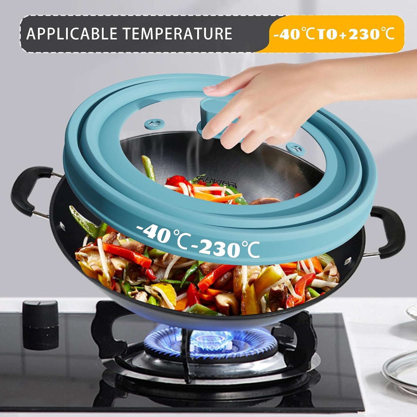 Microwave Splatter Cover, Vented Silicone and Glass Cover Splatter Guard Lid, Food Collapsible Plate Cover Lid with Easy Grip Handle. (Green, 9 inch)