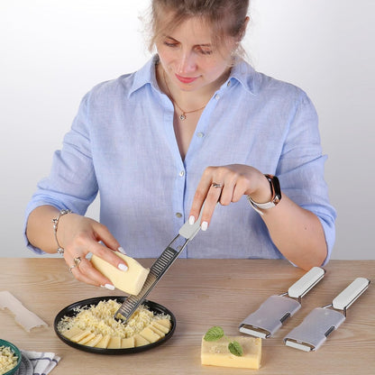 Cambom Lemon Zester Grater Three-piece Suit - Heavy Duty Kitchen Tool for Parmesan Cheese, Ginger, Garlic, Nutmeg, Chocolate, Vegetables，Fruits，Stainless Steel Grater Dishwasher Safe Black | 304 Stainless Steel, Sharp Tool for Parmesan Cheese, Ginger,