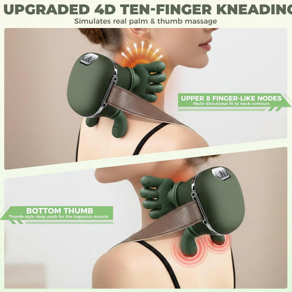 Neck Shoulder Massager with Heat, 4D Bionic Kneading Deep Tissue Relief