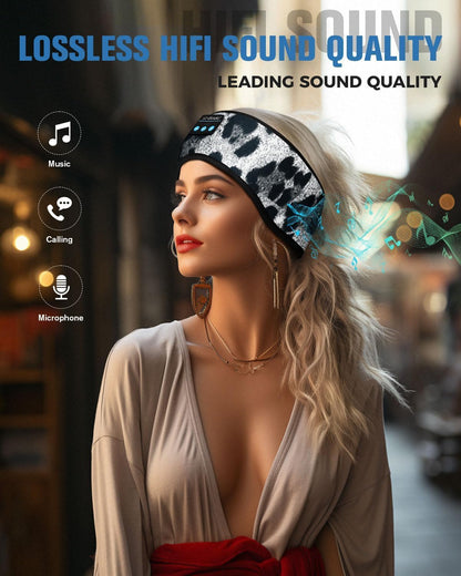 LC-dolida Sleep Headphones Bluetooth 5.4, Headband Headphones Earphones Wireless, Sleep Mask for Gifts,Workout,Jogging,Yoga(Purple)