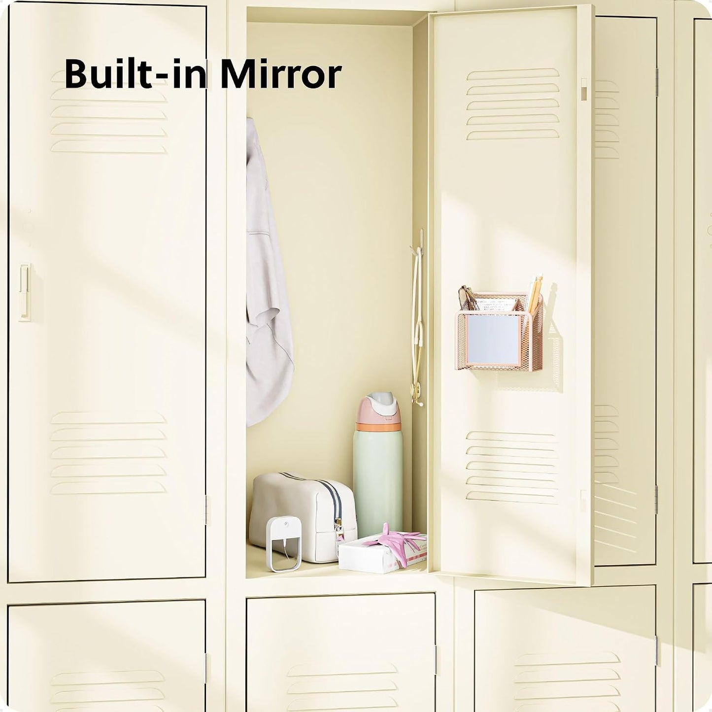 U Brands Magnetic Locker Cup with Mirror, Magnetic Pencil Holder, Purple