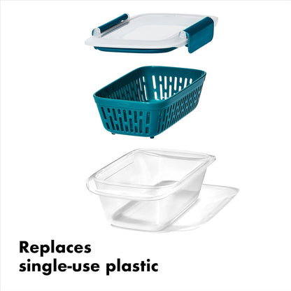 OXO Good Grips Prep and Go Container With Colander - Ocean Blue