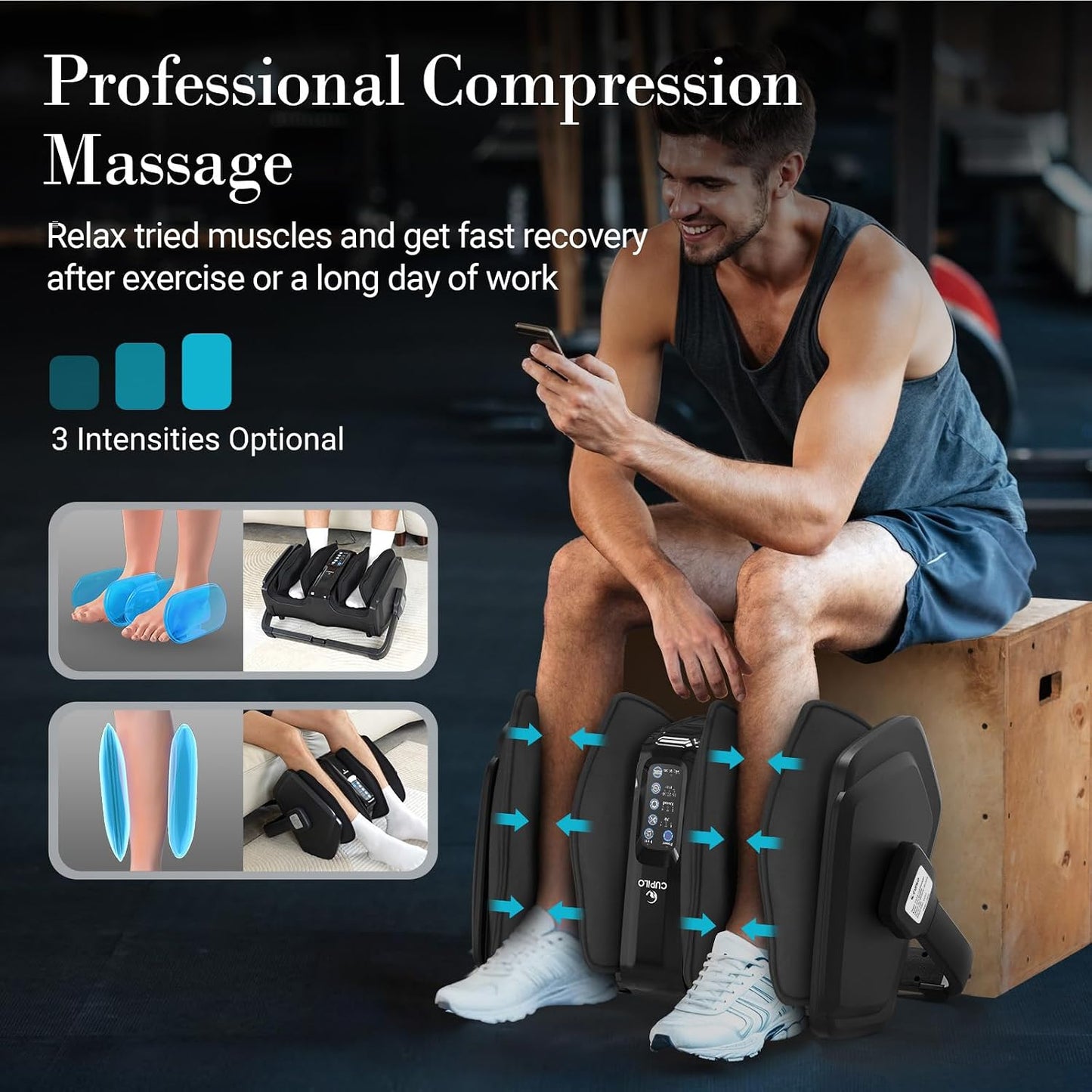 Shiatsu Foot Calf Massager with Heat & Remote, FSA Eligible HSA | 6-Level Compression, 3 Modes Kneading for Neuropathy Plantar Fasciitis, 360° Adjustable Bar for Feet Ankles Calves, Size 14