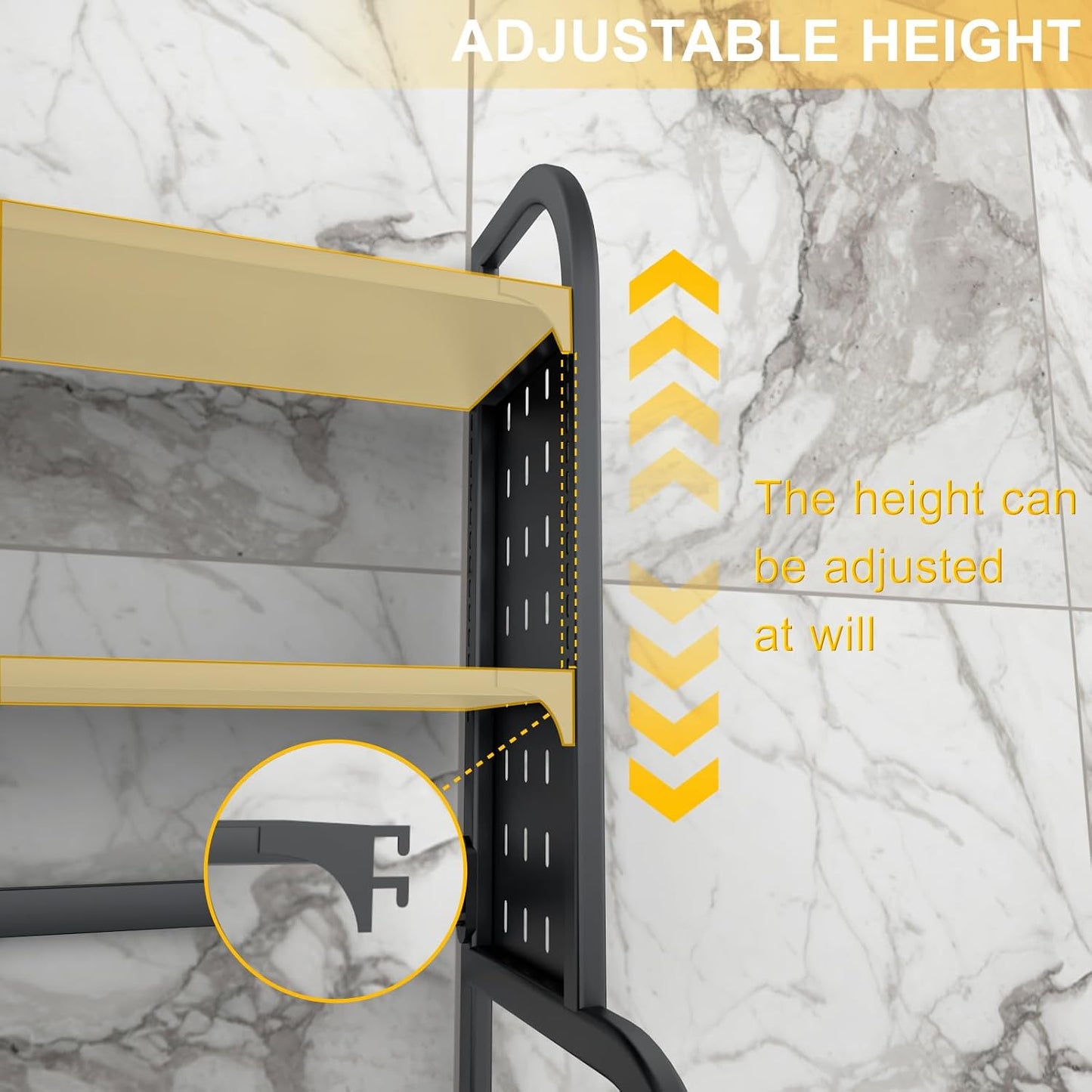 Adjustable Laundry Organizer Shelf over the Washer and Dryer Storage Shelf | 3 Tier Expandable Over Washer Storage, Over Toilet Washing Machine Bathroom Organization Shelves with Pegboard and Hook