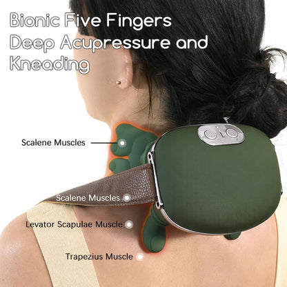 Upgraded Neck and Shoulder Massager,Professional Shiatsu Neck Massager,Portable Deep Tissue 4D Kneading with Heat,Intelligent Simulated Human Hand Design for Pain Relief and Muscle (Green)