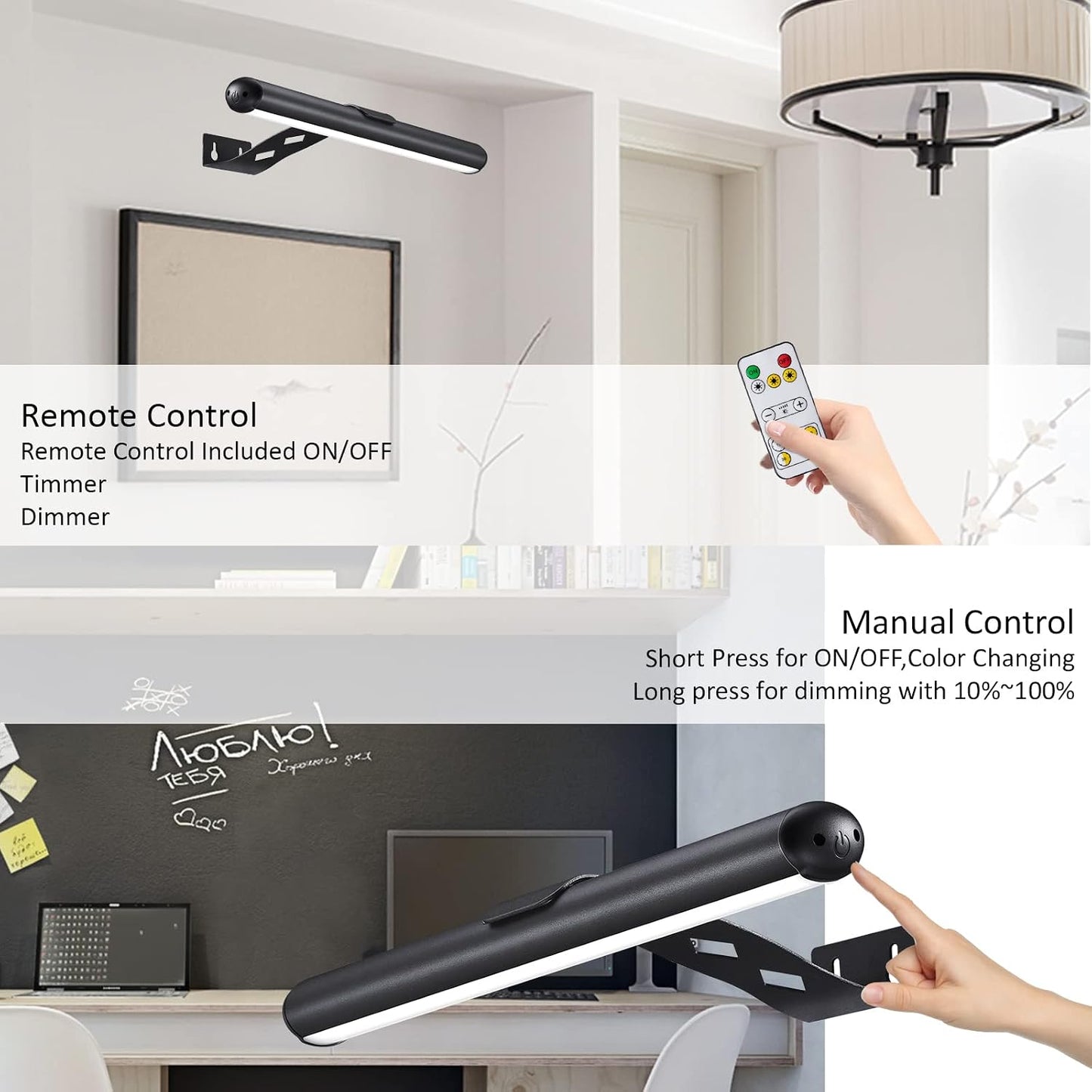 MIOBLUE Rechargeable Picture Lights with Remote,Full Metal Painting Light Display LED Battery Lamp with 3 Lighting Modes, Dimmable Dartboard Light with Timer for Frame Portrait Art