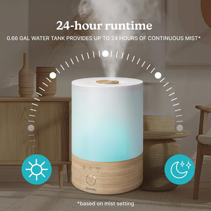 Homedics Cool Mist Ultrasonic Humidifier, 8-Colors Night Light