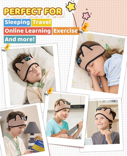 KIDSBAND Kids Bluetooth Headphones, Sleep Headband [Wireless & Wired Playback 2in1] Foldable Headphones for School/Travel/Tablet/Sleep