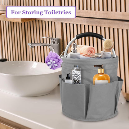 17L Cleaning Caddy with Handle and 6 Pockets, Foldable Cleaning Supply Caddy, Portable Shower Caddy in 600D Oxford Fabric, Multifunctional Storage Basket for Camping, Gardening, Black