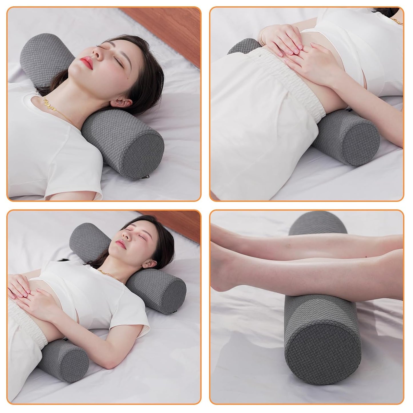 2 Pack Round Massage Table Bolster Pillow Pad, Bolster Pillow, Round Pillows, Suitable for Earthlite Massage Table (Grey, 4.7''x19.6'')