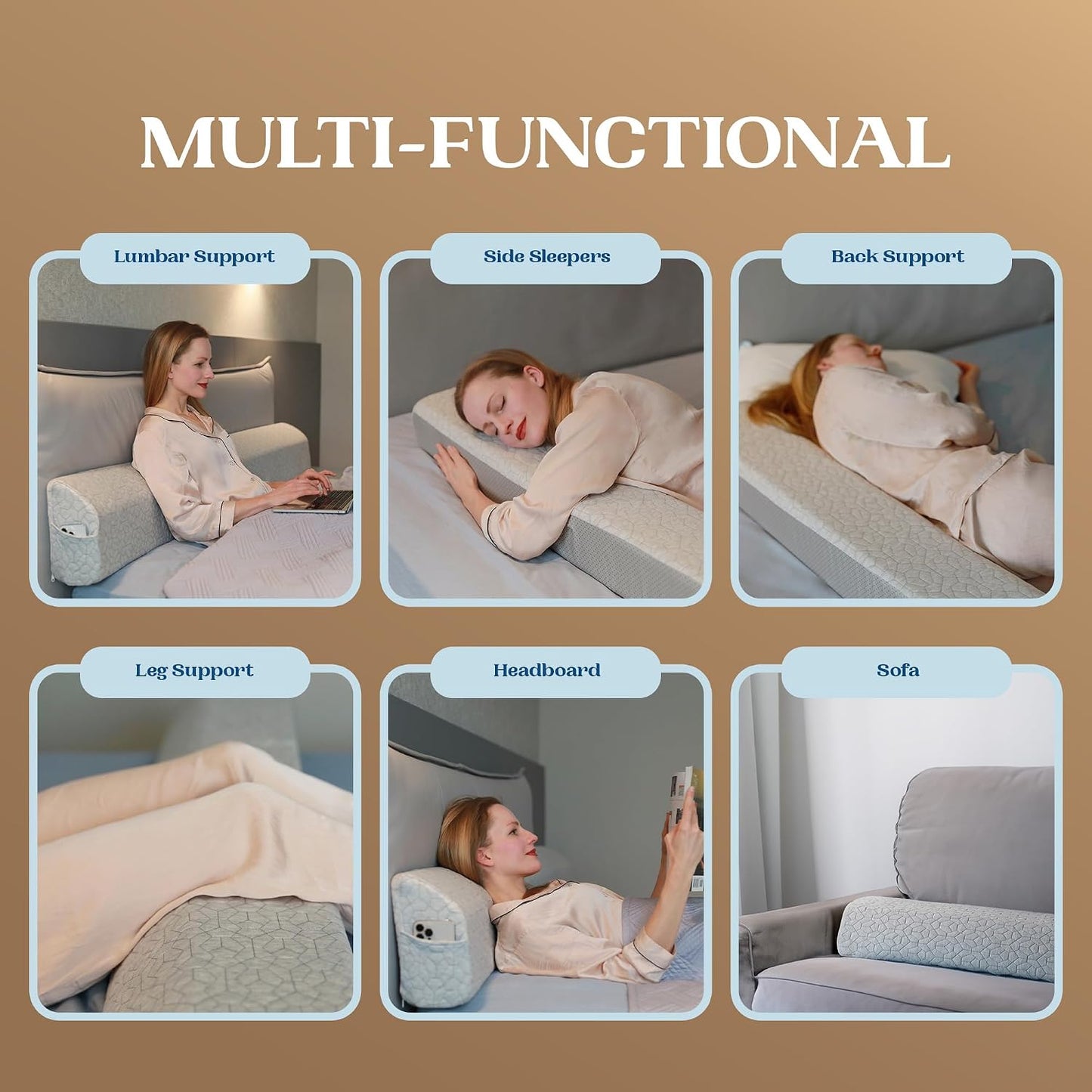 FeelAtHome Twin Bed Gap Filler, 0-8" Adjustable Headboard Wedge Pillow | Premium Foam Mattress Extender Closes The Crevice Between Wall & Bed. Ideal Gap Stopper for College Dorms & Guest Rooms