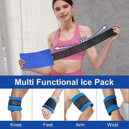 Reusable Ice Packs for Injuries (2-Pack) - Hot & Cold Therapy Gel Pack Wrap for Knee, Shoulder, Back Pain Relief, Adjustable, Flexible for Sports Injuries & Recovery (Blue)