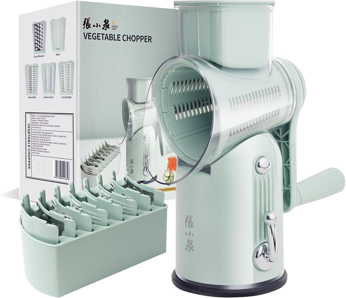 Rotary Cheese Grater 5 Blades Mandoline Slicer for Vegetable, Cream