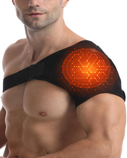 Shoulder Heating Pad - 3-Temperature USB Rechargeable, Adjustable Heat Wrap for Men & Women, Portable Cordless Shoulder Warmer (1 Pce Black-New)
