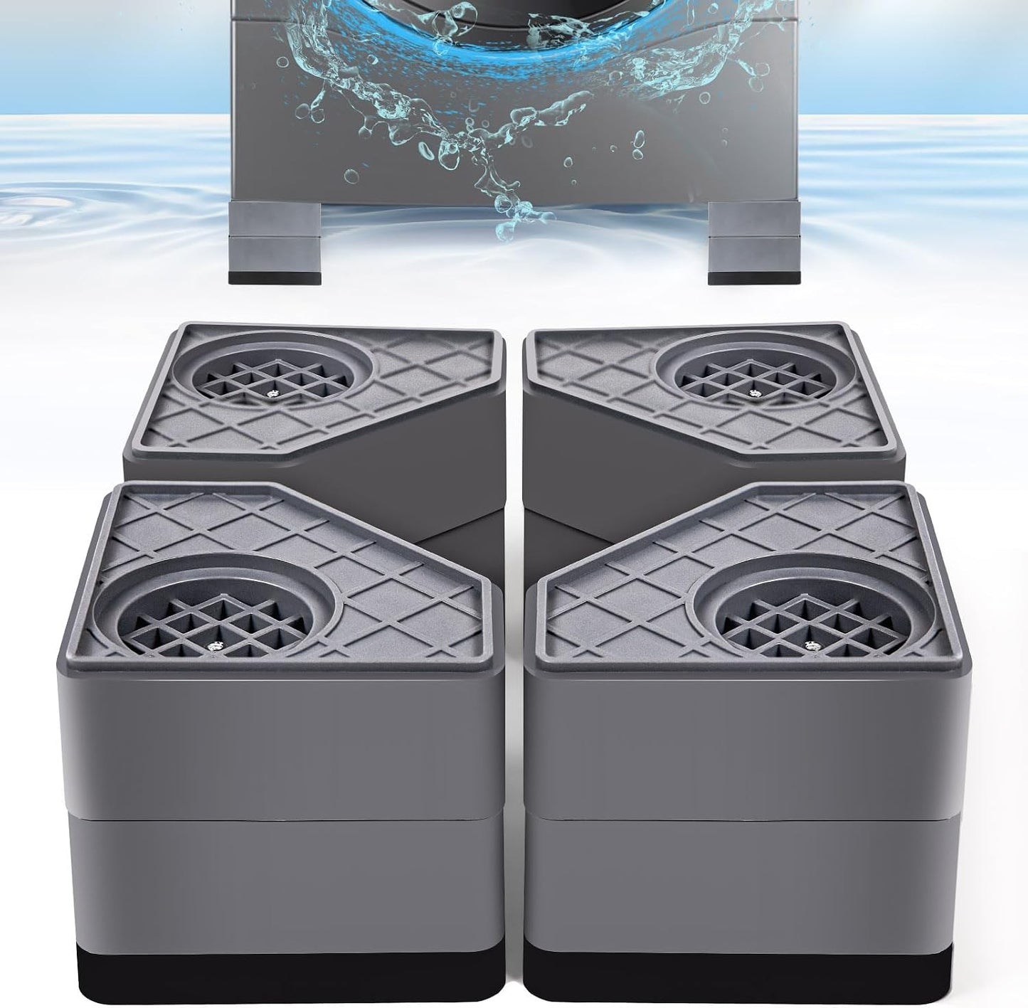 4Pcs Anti Vibration Pads for Washing Machine, Reduce Washer Dryer Moving | Washer and Dryer Pedestals,Prevents Noise Vibration Transfer, Antivibration Stabilizer Support Feet (Increase1.8in)